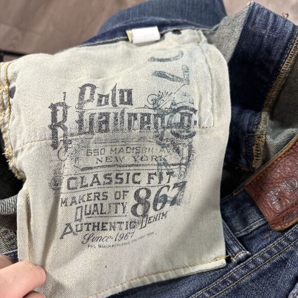 Polo Ralph Lauren Classic Fit 867 Blue Medium Wash Denim Jeans Size Men's 42x30 - Picture 7 of 8